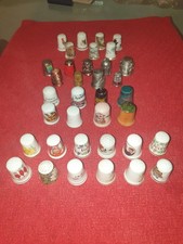 36 x Thimbles - 25 Porcelain - 9 Metal - Various Themes - Good Condition