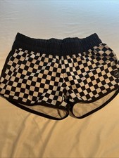 Black White Shirt Mini Short Shorts Womens XS Checkered Flag Race Black White 