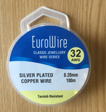 0.2mm Silver Plated COPPER fine Round Craft Wire x 100m, Eurowire