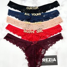 Custom Boyfriend Name Thong Lace Panties Personalised Crystal Letters Underwear