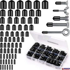 250pcs Round Rubber End Caps Black Vinyl Cover Screw Kit 2/3/4/5/6/7/8/9/10mm
