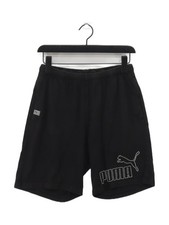 Puma Men's Shorts S Black Graphic Cotton with Polyester Sweat