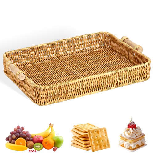 Wicker tray rectangular rattan - wicker,