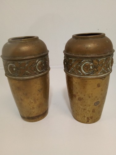 British made brass vases - brass,