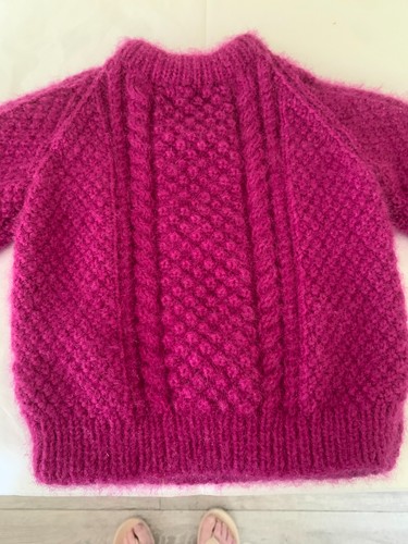 Hand knitted fuschia pink - , aran