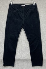 M&S Per Una Black Cords Fine Corduroy Trousers Women’s Size Uk14 Straight Leg
