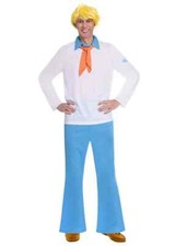 Adult Size Mens Scooby Doo Fred Costume 60s 70s FancyDRESS Xl