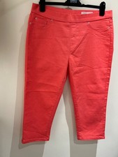 Peacocks Jeans Size 16 Coral Denim Kate Crop Stretch Slim Casual Summer