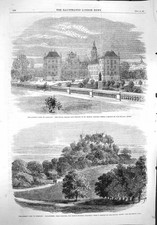 Old Antique Print 1862 Queen Germany Ducal Palace Church Coburg Chateau 19th