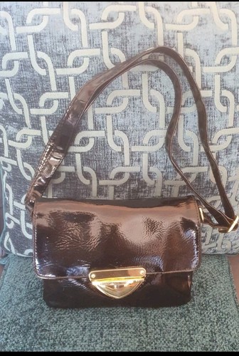 Black patent shoulder - patent, bag