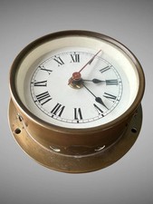 Old Brass Bulkhead Ships Clock  - Converted To Quartz