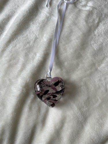 Glass heart ornament hanging - glass,