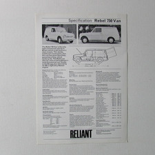 Reliant Rebel 750 Van Specification Brochure
