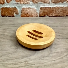 BAMBOO SOAP DISH - ROUND SLOTTED STYLE SHAMPOO DRAINER DISH - ZERO WASTE