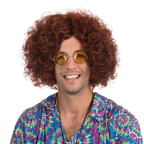 Brown afro wig 60s 70s - afro, disco