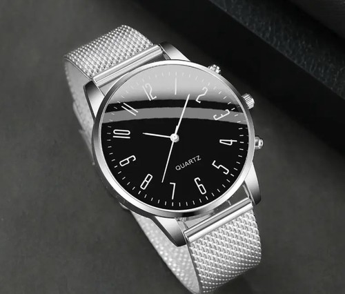 Mens watch ultra thin silver - thin,