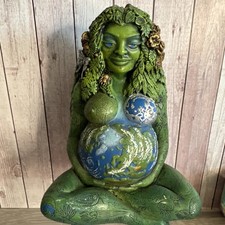 7” ~Millennial Gaia Mother Goddess ~ Te Fiti Statue by Oberon Zell ~ Earth Green