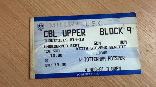 Ticket 2001 millwall v - millwall,