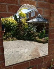 Vintage arched art deco style bevelled edge wall mirror 