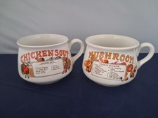 2 x Vintage Recipe Soup Mugs -