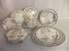 Wedgwood Clematis Brown - Ivory antique Victorian stoneware tableware - 1D2D #