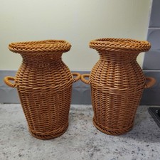 2 Woven Vase Dried Flower Bouquets Basket Round Branch Flower Pot for Home