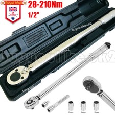 Ratcheting Torque Wrench 1/2" Socket Set Square Drive 28-210Nm Car Wheel Wrench