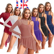 UK Womens Lyrical Dance Costume One Shoulder Modern Contemporary Dance Dress