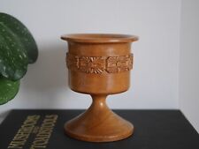 Aloha Monkey Pod Carved Wood Goblet Tiki Hawaii Chalice Cup Bowl Pedestal