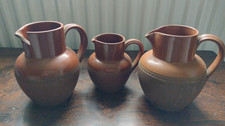 Vintage 3 x Lovatt Langley Mill Brown Glaze Stoneware Jug Pitchers