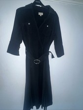 KAREN MILLEN UK 12 CLASSIC BLACK CREPE BELTED  DRESS