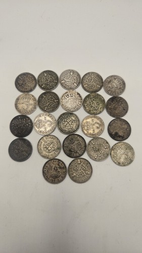 Silver three pence coins - 22,
