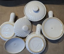 4  White Crocks 5" Bowls +