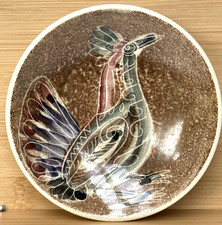 Vintage Jo Lester Isle Of White Pottery Dish Decorated With A Bird