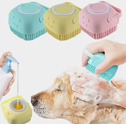 Silicone dog shampoo - shampoo, brush