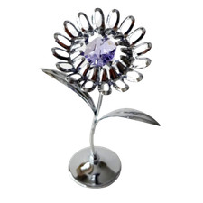 Crystocraft Flower Crystal Ornament With Swarovski Elements Gift Boxed Lilac