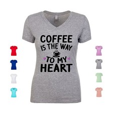 Coffee Is The Way To My Heart love cafe latte americano Women's V Neck Shirt