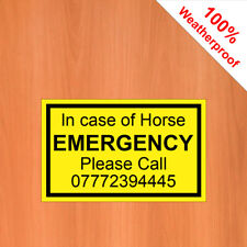 Custom Horsebox/Trailer/stable In case of horse EMERGENCY contact sticker 9640