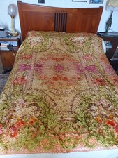Vintage Velvet Chenille Floral Bedspread Bed Sofa Throw Table Cover 208 x 163cm
