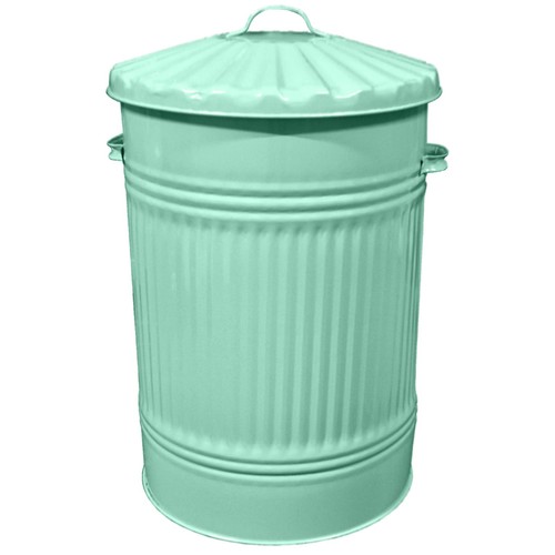 Galvanised metal bin rubbish - metal,