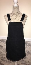 boohoo Blue Womens Black Dungaree Denim Dress Size 10