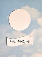 Die Cut cuts circle shape, scallop edge, white,  choice of size