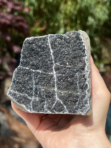Black amethyst geode cluster - amethyst,