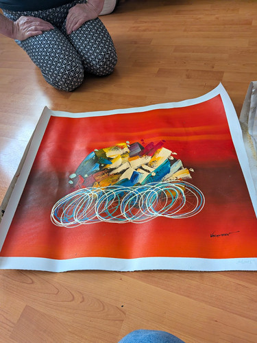 Signed mixed media abstract - signed,