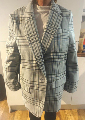 Primark blue grey check - primark, button