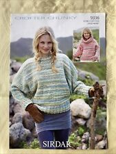 Sirdar Crofter knitting pattern 9336. Sweater Chunky 24-46" Original.