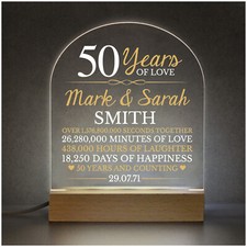 50th Anniversary Gift Husband Wife LED Light 50 Years Married Golden Parents