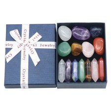 14Pcs Reiki Healing Crystals Kit Natural Crystal Quartz Point w/ Gift Box NEW