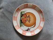 Jersey Pottery Hand Made & Decorated Ceramic Plate With A Very Cute Pig