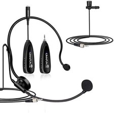 KIMAFUN Wireless Headset Microphone, 2.4G Wireless Microphone Headset and Lavali